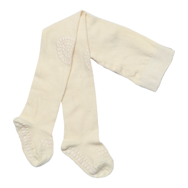 Rutschfeste Krabbelstrumpfhose mit Noppen für Babys und Kleinkinder in Bamboo - Off White