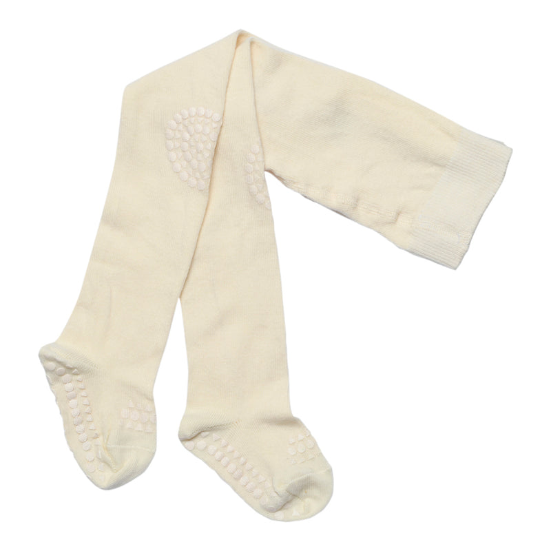Rutschfeste Krabbelstrumpfhose mit Noppen für Babys und Kleinkinder in Bamboo - Off White