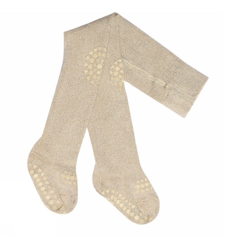 Rutschfeste Krabbelstrumpfhose mit Noppen für Babys und Kleinkinder in Bambus - Champagner Beige