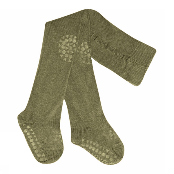Rutschfeste Krabbelstrumpfhose mit Noppen für Babys und Kleinkinder in Bamboo - Deep Lichen Green