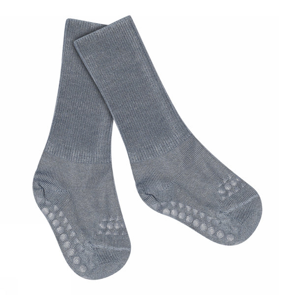 Rutschfeste Grip-Socken - Bambus - Steinblau