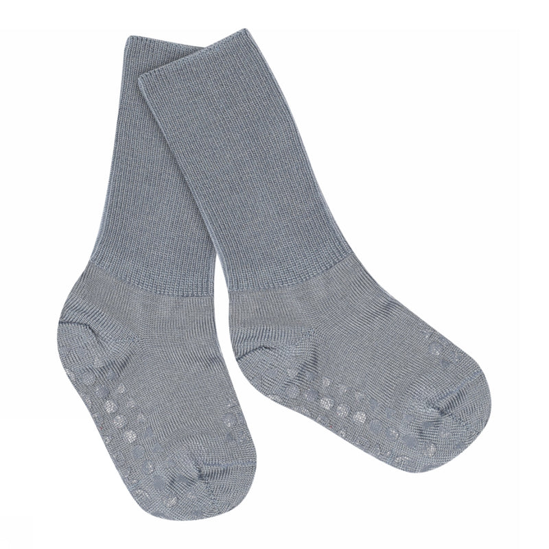 Non-Slip Grip Socks - Merino Wool - Stone Blue