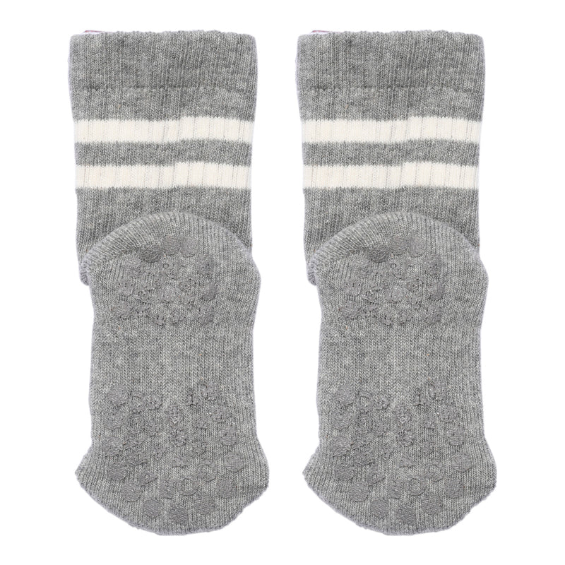 Rutschfeste Sportsocken mit Grip - Bio-Baumwolle - Grau Melange
