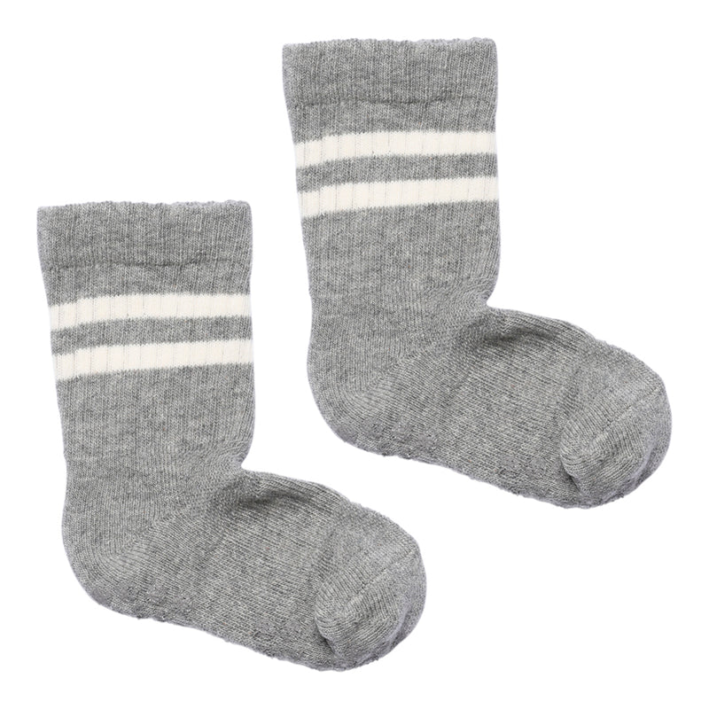 Rutschfeste Sportsocken mit Grip - Bio-Baumwolle - Grau Melange