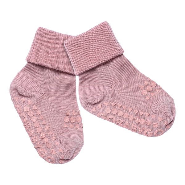 Rutschfeste Grip-Socken – Merinowolle – Rose Blush