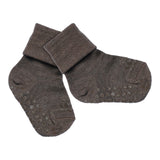 Rutschfeste Grip-Socken – Merinowolle – Kastanie