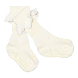 Non-Slip Grip Socks bamboo with Lace - Snow White