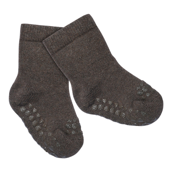 Rutschfeste Grip-Socken Dicke Bio-Frottee-Baumwolle - Schokolade