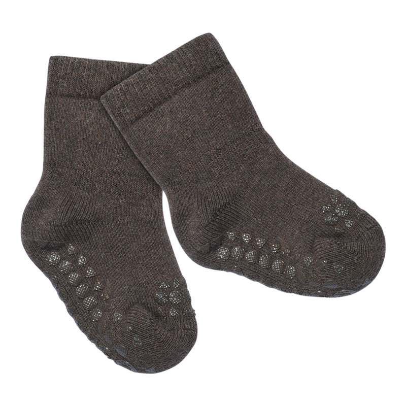 Rutschfeste Grip-Socken Dicke Bio-Frottee-Baumwolle - Schokolade