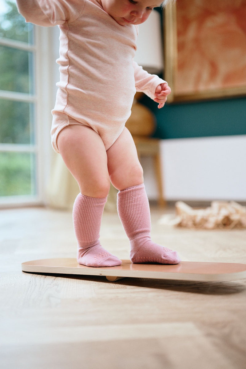 Rutschfeste Grip-Socken – Merinowolle – Rose Blush