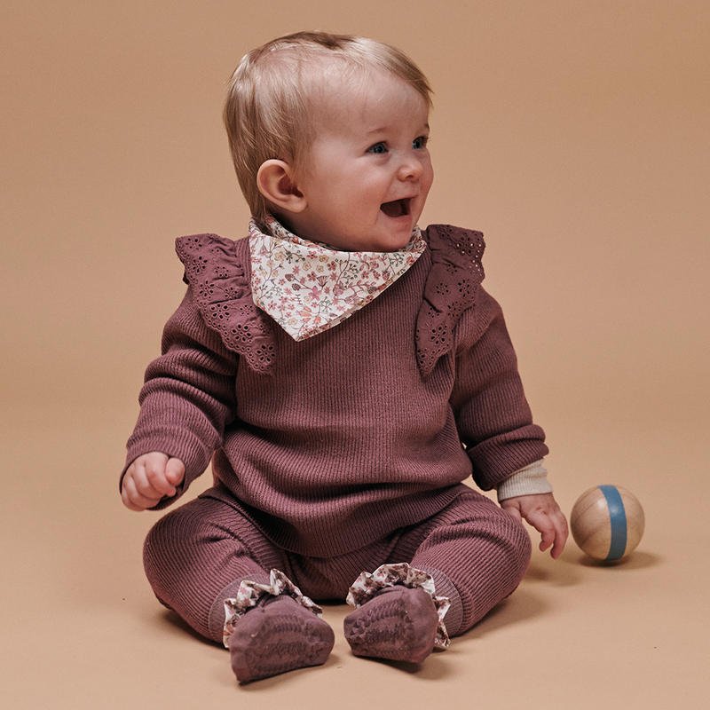 Rutschfeste Grip-Socken - Bambus / Liberty - Misty Plum