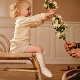 Non-Slip Grip Socks bamboo with Lace - Snow White