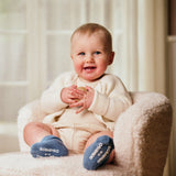 Non-slip Grip socks organic cotton - Denim Blue