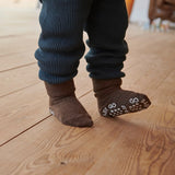 Non-slip socks cotton - Brown Melange