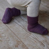 Non-Slip Socks Merino Wool - Grape Skin