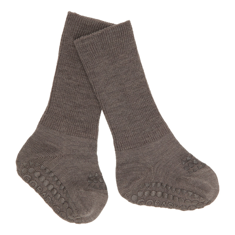 Rutschfeste Socken Wolle - Brown Melange
