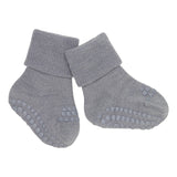 Rutschfeste Socken Wolle - Grey Melange