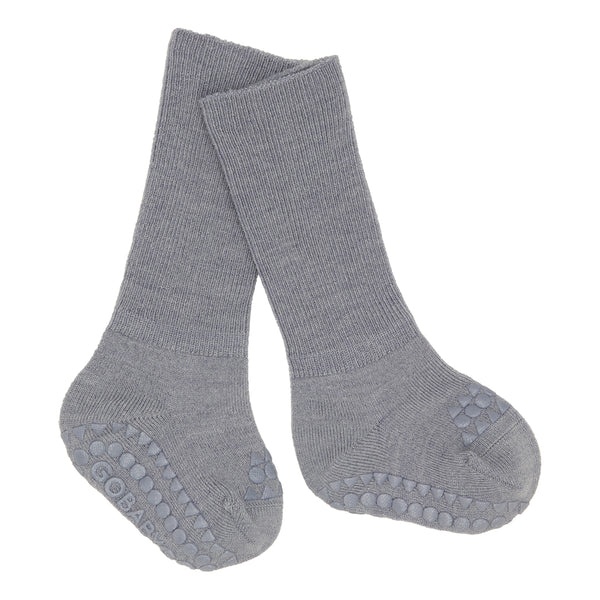 Rutschfeste Socken Merinowolle - Grey Melange