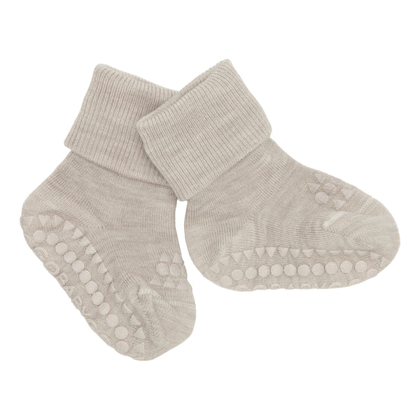 Rutschfeste Socken Wolle - Sand