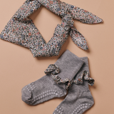 Rutschfeste Grip-Socken - Bambus / Liberty - Grau Melange