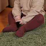 Non-slip crawling tights Merino Wool - Grape Skin