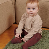 Non-slip crawling tights Merino Wool - Grape Skin