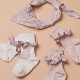 Rutschfeste Grip-Socken - Bambus / Liberty - Zartrosa