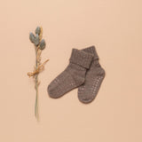 Rutschfeste Grip-Socken - Alpaka - Walnuss 