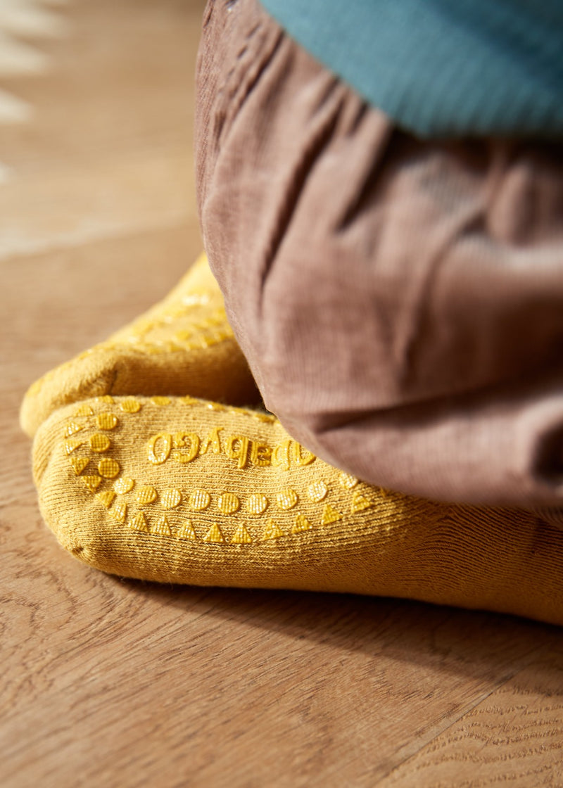 Rutschfeste Socken Bio-Baumwolle - Mustard