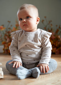 Rutschfeste Krabbelstrumpfhose mit Noppen für Babys und Kleinkinder - Organic Cotton Organic Cotton - Grey Melange