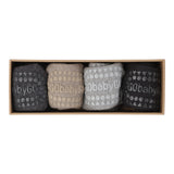 4 pack Grip Socks - Organic Cotton - Dark Grey Melange, Sand, Grey Melange, Black