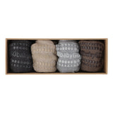 4er-Pack Grip-Socken – Merinowolle – Dunkelgrau Melange, Sand, Grau Melange, Braun Melange