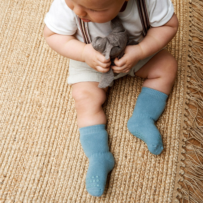 4er-Pack Grip-Socken – Bio-Baumwolle Bio-Baumwolle – Dunkelgrau-Melange, Staubblau, Grau-Melange, Marineblau