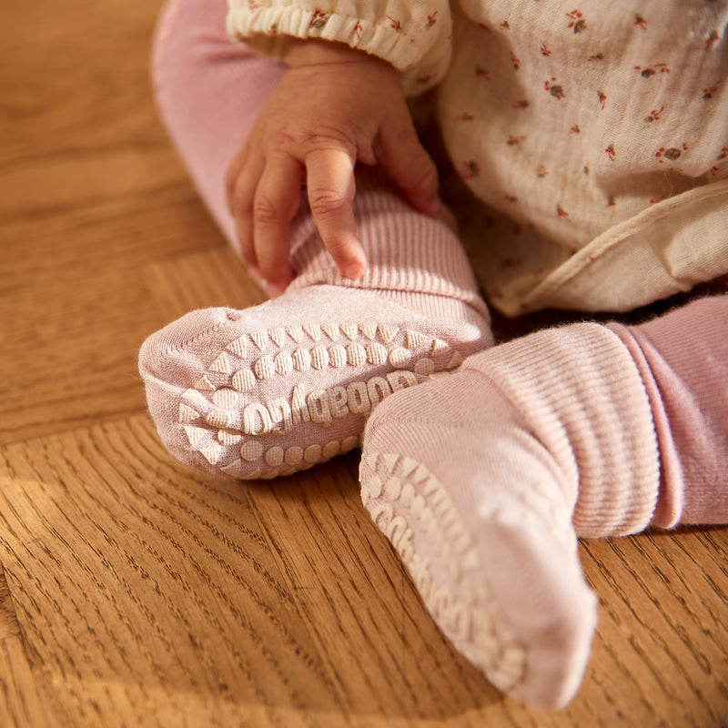 4er-Pack Grip-Socken – Bambus – Graumeliert, Sand, Zartrosa, Misty Plum