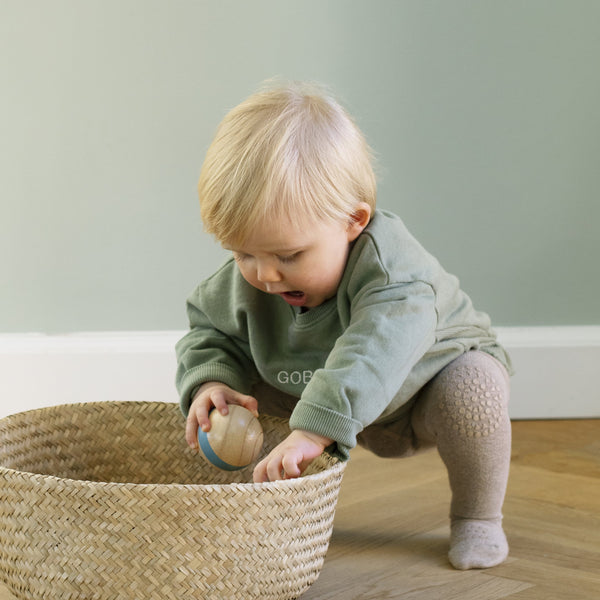 Rutschfeste Krabbelstrumpfhose mit Noppen für Babys und Kleinkinder - Bio-Baumwolle - Sand