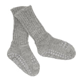 Rutschfeste Grip-Socken - Alpaka - Grau Melange 