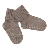 Rutschfeste Grip-Socken - Alpaka - Walnuss 