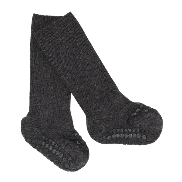 Rutschfeste Grip-Socken - Bambus - Dunkelgrau Melange