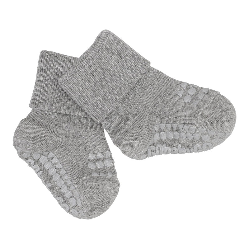 Rutschfeste Grip-Socken - Bambus - Grau Melange