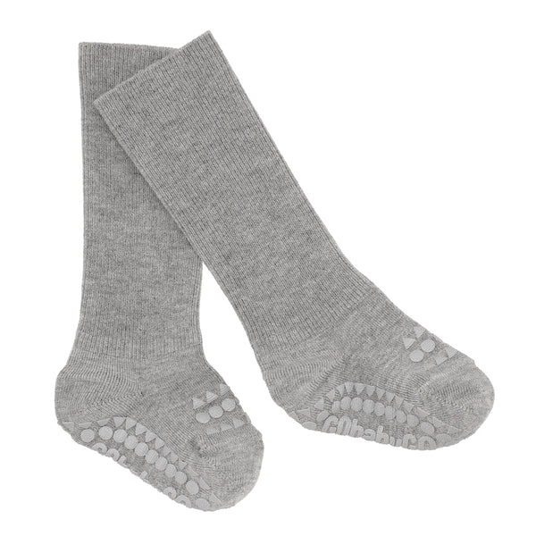 Rutschfeste Grip-Socken - Bambus - Grau Melange