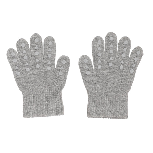 Rutschfeste Griffhandschuhe für Babys und Kleinkinder - Bio-Baumwolle - Grau Melange