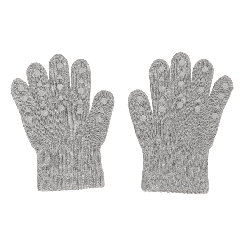 Rutschfeste Griffhandschuhe für Babys und Kleinkinder - Bio-Baumwolle - Grau Melange