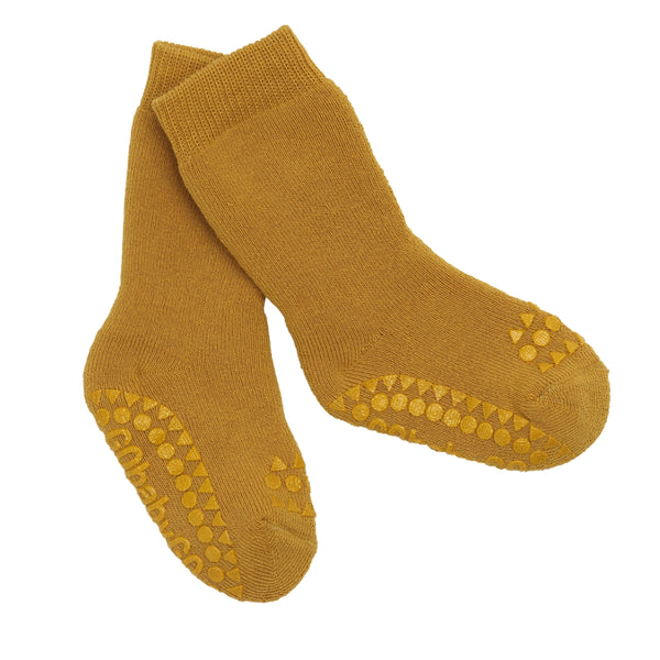 Rutschfeste Socken Bio-Baumwolle - Mustard