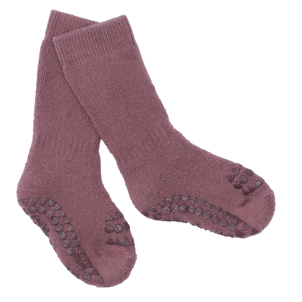 Rutschfeste Grip-Socken Dicke Bio-Frottee-Baumwolle - Misty Plum