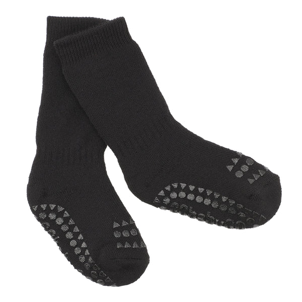 Rutschfeste Grip-Socken - Bio-Frottee-Baumwolle - Schwarz