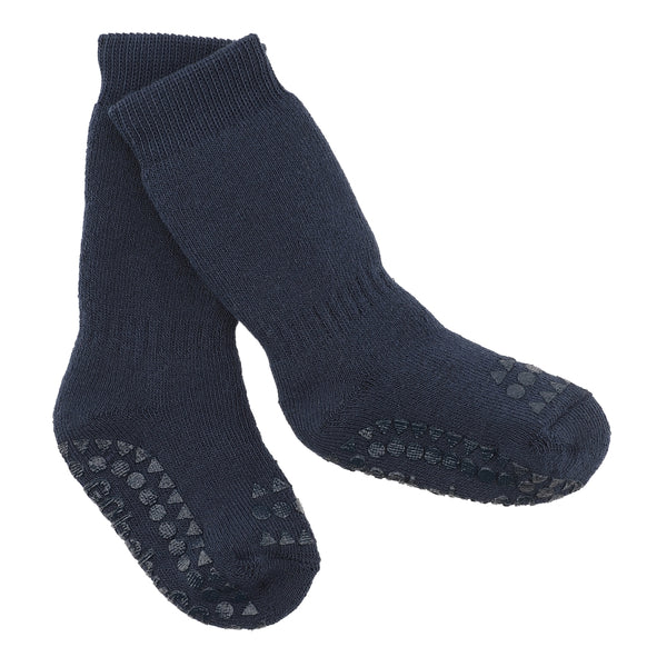 Rutschfeste Grip-Socken - Bio-Frottee-Baumwolle - Marineblau