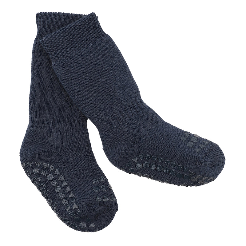 Rutschfeste Grip-Socken - Bio-Frottee-Baumwolle - Marineblau