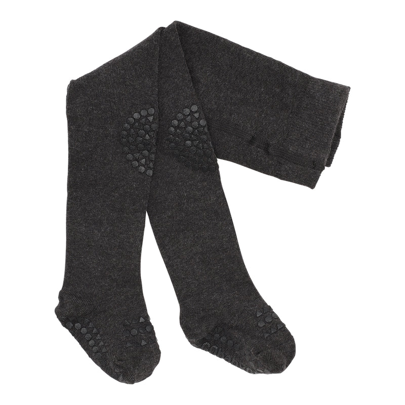 Rutschfeste Krabbelstrumpfhose mit Noppen für Babys und Kleinkinder - Organic Cotton Organic Cotton - Dark Grey Melange