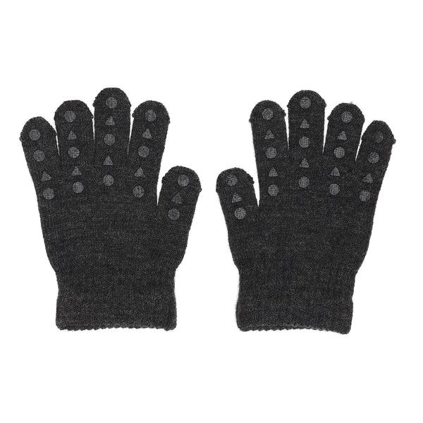 Rutschfeste Handschuhe für Babys und Kleinkinder - Merinowolle - Dunkelgrau Melange