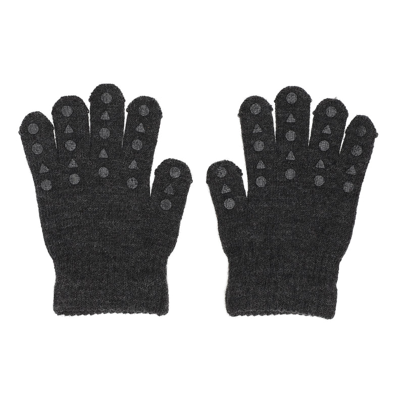 Rutschfeste Handschuhe für Babys und Kleinkinder - Merinowolle - Dunkelgrau Melange